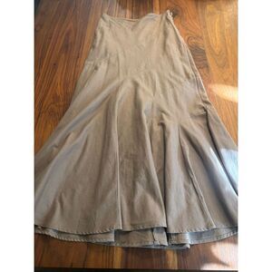 TopShop Women's Beige Khaki Linen Blend Paneled A-Line Maxi Flared Skirt Size 6